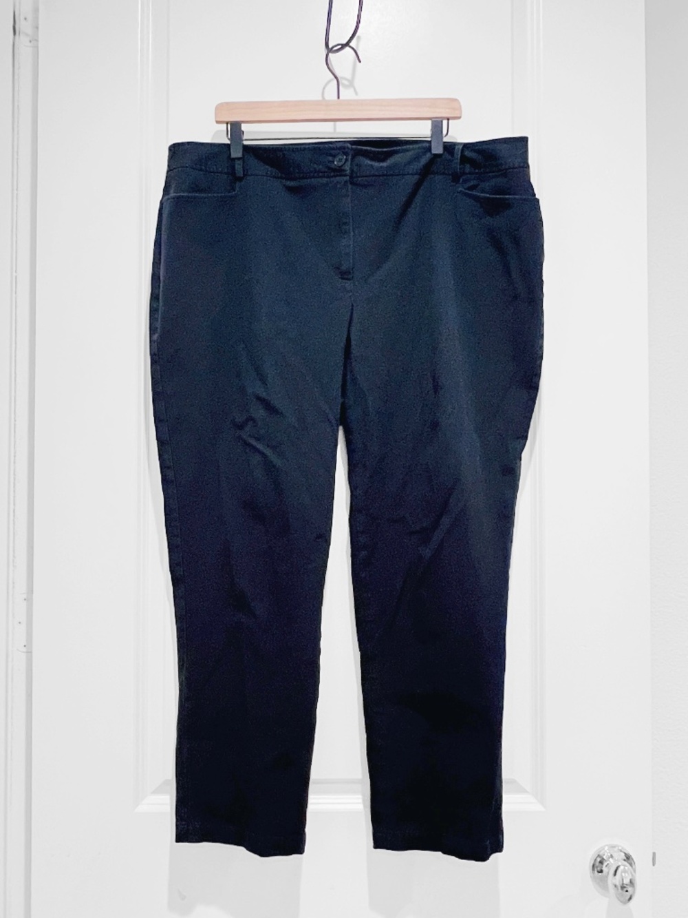 Talbots Heritage Pants 20W Black Cotton Stretch Dress Career Trouser Chino Slack